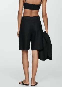 MANGO Krótkie Spodenki*Bermudy lniane z paskiem