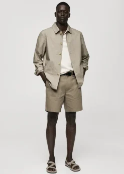 MANGO Spodnie*Bermudy z 100% bawełny w jodełkę