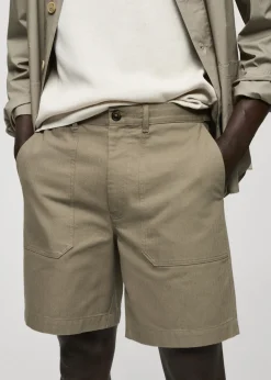 MANGO Spodnie*Bermudy z 100% bawełny w jodełkę