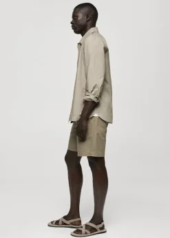 MANGO Spodnie*Bermudy z 100% bawełny w jodełkę