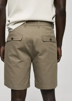 MANGO Spodnie*Bermudy z 100% bawełny w jodełkę