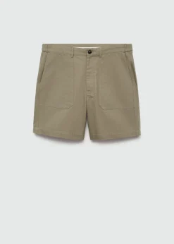 MANGO Spodnie*Bermudy z 100% bawełny w jodełkę