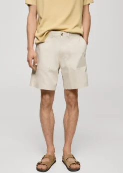MANGO Spodnie*Bermudy z 100% bawełny w jodełkę
