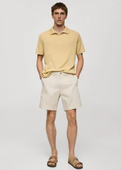 MANGO Spodnie*Bermudy z 100% bawełny w jodełkę