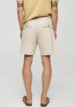 MANGO Spodnie*Bermudy z 100% bawełny w jodełkę