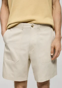 MANGO Spodnie*Bermudy z 100% bawełny w jodełkę