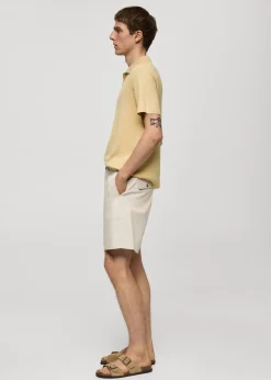 MANGO Spodnie*Bermudy z 100% bawełny w jodełkę