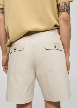 MANGO Spodnie*Bermudy z 100% bawełny w jodełkę