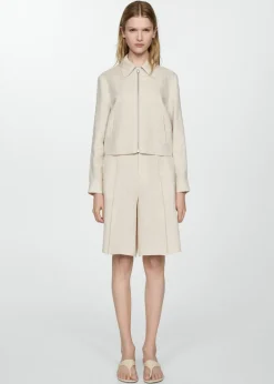 MANGO Krótkie Spodenki*Bermudy z 100% lnu