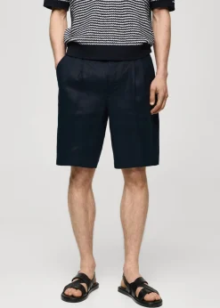 MANGO Spodnie*Bermudy z 100% lnu z zaszewkami