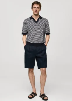 MANGO Spodnie*Bermudy z 100% lnu z zaszewkami