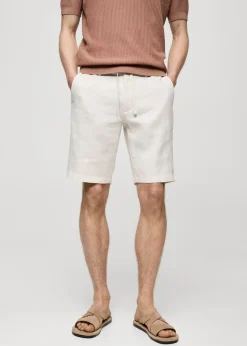 MANGO Spodnie*Bermudy z 100% lnu ze sznurkiem