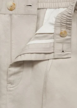 MANGO Spodnie*Bermudy z lnu i tencelu ze sznurkiem