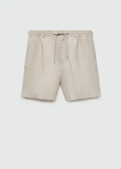 MANGO Spodnie*Bermudy z lnu i tencelu ze sznurkiem