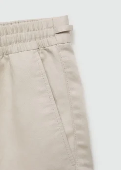 MANGO Spodnie*Bermudy z lnu i tencelu ze sznurkiem