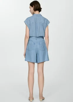 MANGO Krótkie Spodenki*Bermudy z lyocellu z zaszewkami