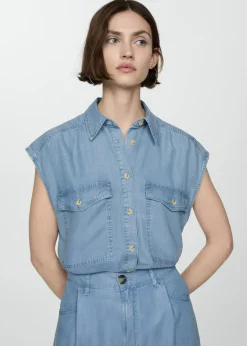 MANGO Krótkie Spodenki*Bermudy z lyocellu z zaszewkami