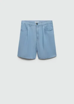 MANGO Krótkie Spodenki*Bermudy z lyocellu z zaszewkami