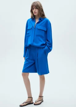 MANGO Krótkie Spodenki*Bermudy z lyocellu z zaszewkami