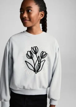 Dzieci MANGO Bluzy*Bluza bawełniana z haftem