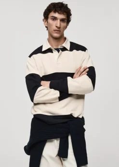 MANGO Bluzy|Koszulki Polo*Bluza polo z bawełny w paski