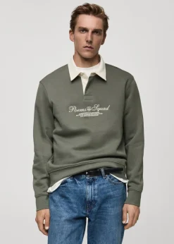 MANGO Bluzy|Koszulki Polo*Bluza polo z napisem z przodu