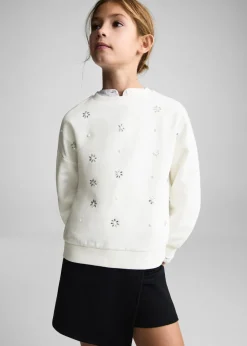 Dzieci MANGO Bluzy*Bluza w kwiaty z cekinami