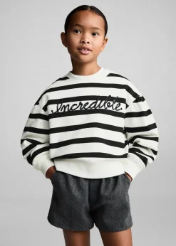 Dzieci MANGO Bluzy*Bluza w paski z haftowanym napisem
