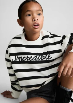 Dzieci MANGO Bluzy*Bluza w paski z haftowanym napisem