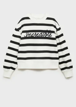Dzieci MANGO Bluzy*Bluza w paski z haftowanym napisem