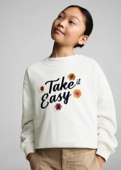 Dzieci MANGO Bluzy*Bluza z kwiatowym haftem