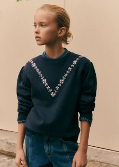 Dzieci MANGO Bluzy*Bluza z kwiatowym haftem