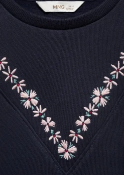 Dzieci MANGO Bluzy*Bluza z kwiatowym haftem