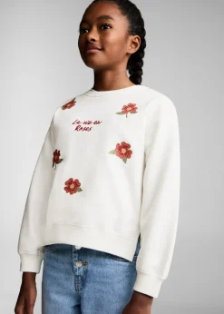 Dzieci MANGO Bluzy*Bluza z kwiatowym haftem