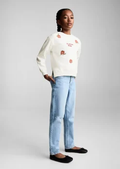 Dzieci MANGO Bluzy*Bluza z kwiatowym haftem