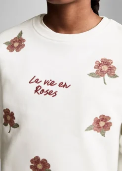 Dzieci MANGO Bluzy*Bluza z kwiatowym haftem