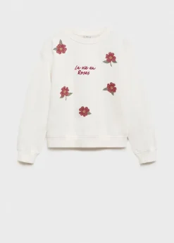 Dzieci MANGO Bluzy*Bluza z kwiatowym haftem