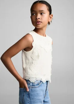 Dzieci MANGO Koszule I Bluzki*Bluzka bawełniana z haftem