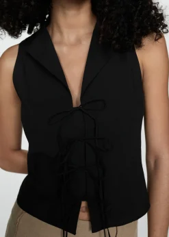 MANGO Koszule I Bluzki*Bluzka bez rękawów z wiązaniem na kokardki