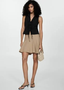 MANGO Koszule I Bluzki*Bluzka bez rękawów z wiązaniem na kokardki