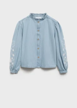 Dzieci MANGO Koszule I Bluzki*Bluzka dżinsowa z haftem