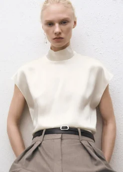 MANGO Koszule I Bluzki*Bluzka jedwabna z golfem