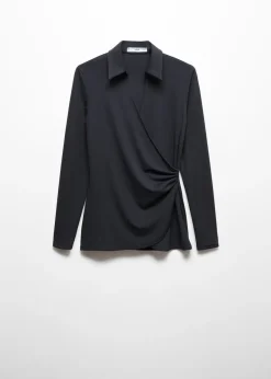 MANGO Koszule I Bluzki*Bluzka kopertowa z dekoltem w szpic