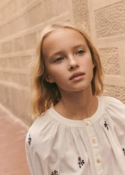 Dzieci MANGO Koszule I Bluzki*Bluzka kwiatowy haft