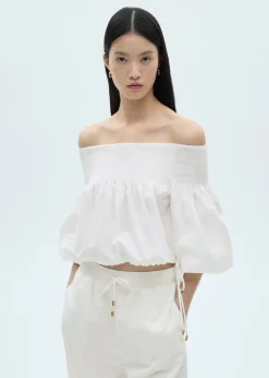 MANGO Koszule I Bluzki*Bluzka marszczona z odkrytymi ramionami