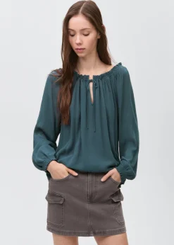 MANGO Koszule I Bluzki*Bluzka marszczony dekolt