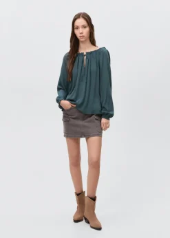 MANGO Koszule I Bluzki*Bluzka marszczony dekolt