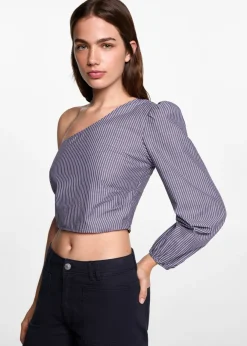 MANGO Koszule I Bluzki*Bluzka na jedno ramię w paski