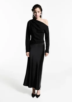 MANGO Koszule I Bluzki*Bluzka na jedno ramię z cekinami