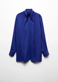 MANGO Koszule I Bluzki*Bluzka satynowa z chokerem z kwiatem